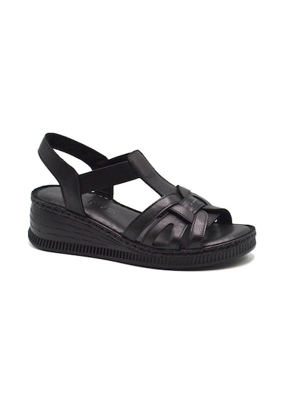 Venüs 24028801 Kadın Hakiki Deri Dolgu Topuk Comfort Sandalet Sıyah