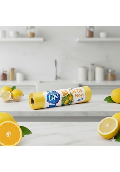 Life Limon Kokulu Orta Boy Büzgülü Çöp Torbası 10'lu 40'li Paket