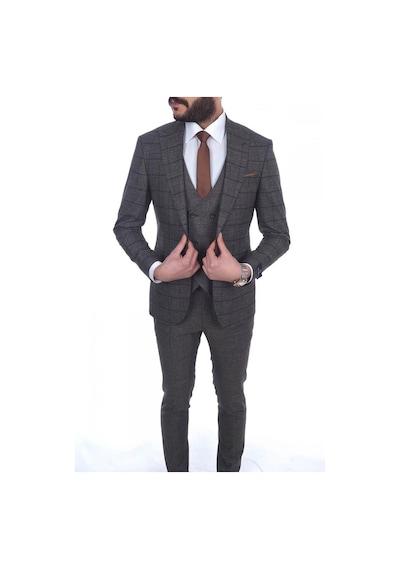 Jan Carlucci Slimfit Yelekli Drop 6 Takım (476562242) Açık Kahverengi