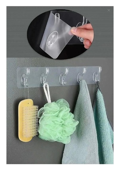 5 Li Kendinden Yapışkanlı Şeffaf Askılık Güçlü Mutfak Ve Banyo Duvar Askısı