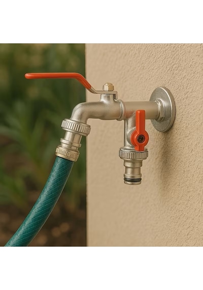 Bahçe Balkon Çeşmesi 2 Başlı Musluk Hortum Bağlantı Bahçe Çeşmesi