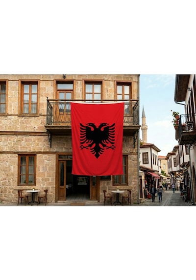 Arnavutluk Ülke Bayrağı 140gr Premium Raşel Kumaş 300x450cm Diğer