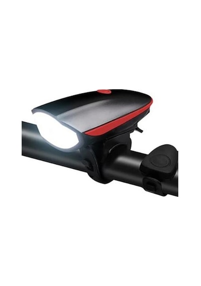 Bike Sky Xml-t6 Led 1200 Mah Su Geçirmez Far Kornalı Bisiklet Feneri Siyah