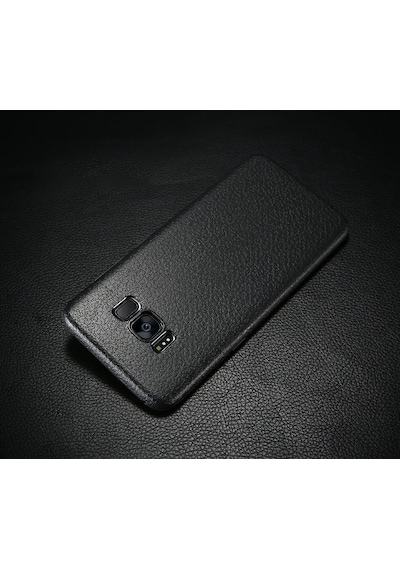 Ally Galaxy S8 Deri Dokulu Premium Soft Silikon Kılıf-Siyah