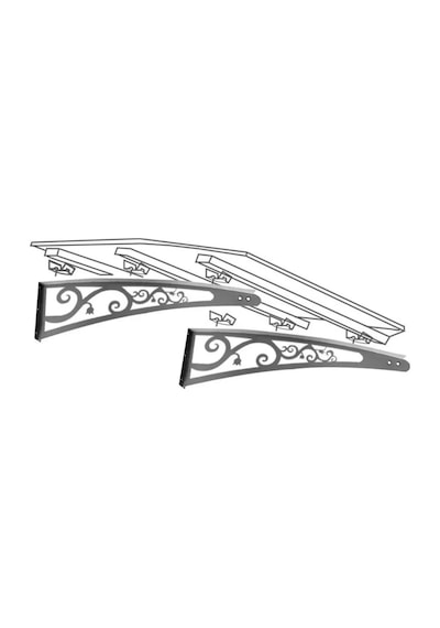 Metal Sundurma Lazer Kesim Antrasit Gri Metal Ayak 10 Mm Siyah Polikarbon Lale Model 200x100