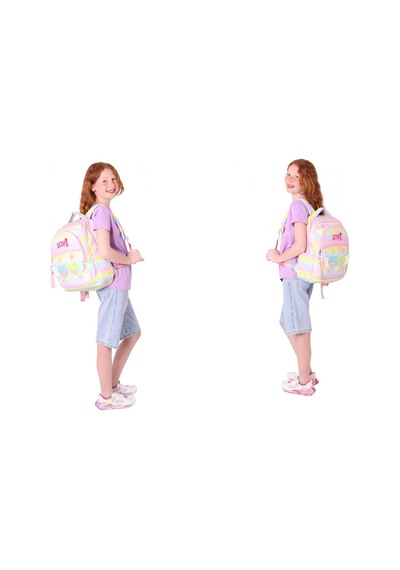 Kaukko Kids Kız Çocuk Simli Kalp Ve Çiçek Detaylı İlkokul 1.2.3.4. Sınıf Üçlü Okul Çanta Seti Sarı - Pembe