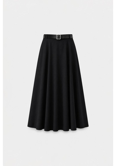 Suud Collection Siyah Liza Kemerli Etek