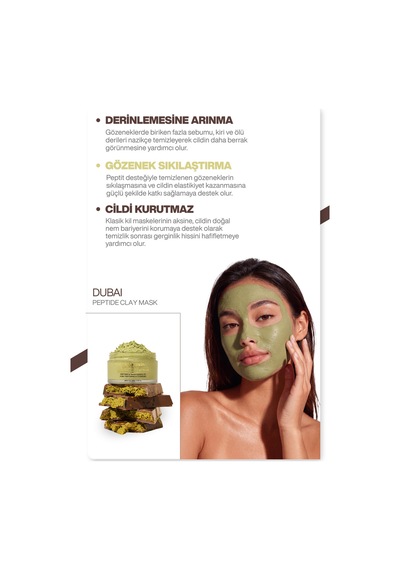 Dubai Peptit Aktif Kömür Kil Maskesi Gözenek Sıkılaştırıcı & Sebum Dengeleyici 100ml
