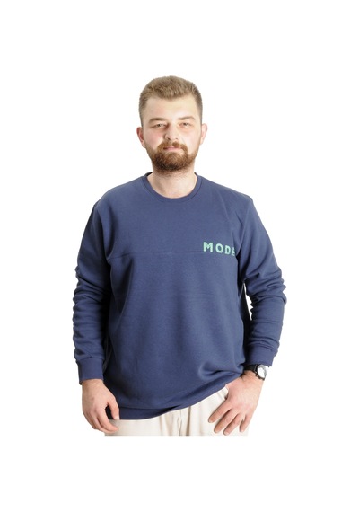 Mode Xl Büyük Beden Erkek Sweatshirt Bisiklet Yaka Mode 23529 İndigo İndigo