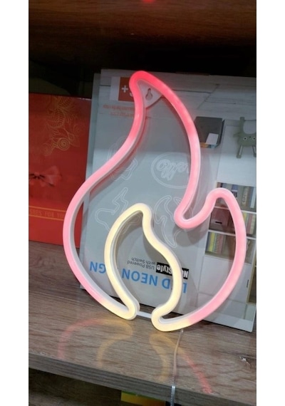 Duvara Asmalı Neon Alev 30 23 Cm Çok Renkli