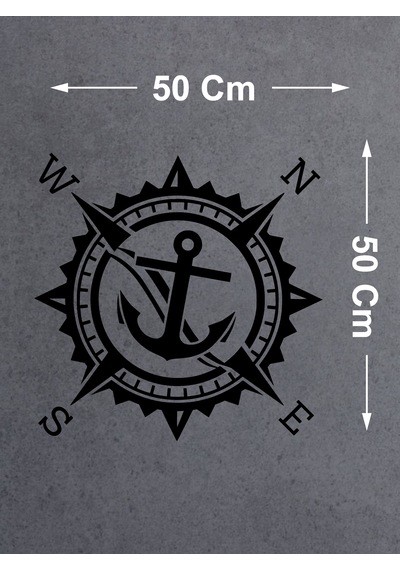 Pusula Ve Çapa Sticker - Araba Oto Motosiklet Karavan Cam Sticker - 00318 50x50 Cm