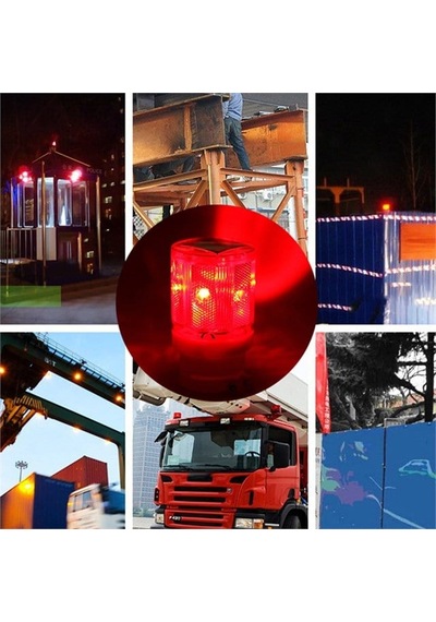 Pm-39274 Solar Enerjili Mıknatıs Tabanlı Kırmızı İkaz Uyarı Lambası