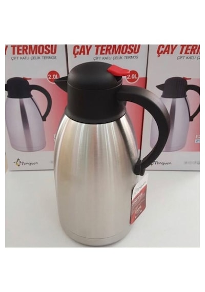Penguen Çift Katlı Çelik Termos 2 Lt Çay Termosu İthal Gümüş