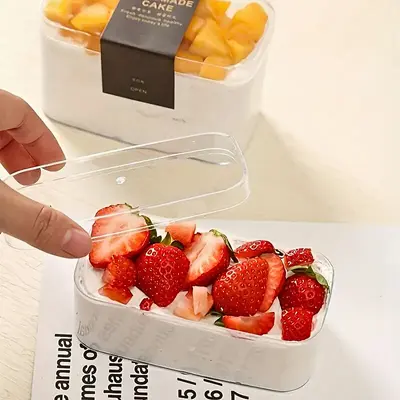 Şeylişeyler - Benetta 300 Cc Şeffaf Pet Plastik Dikdörtgen Kutu Ve Kapak 25 Adet