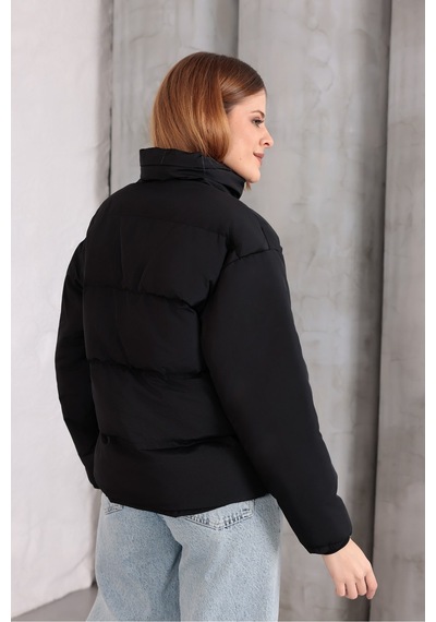 Blayn Jeans Kadın Kapüşonsuz Şişme Mont Siyah