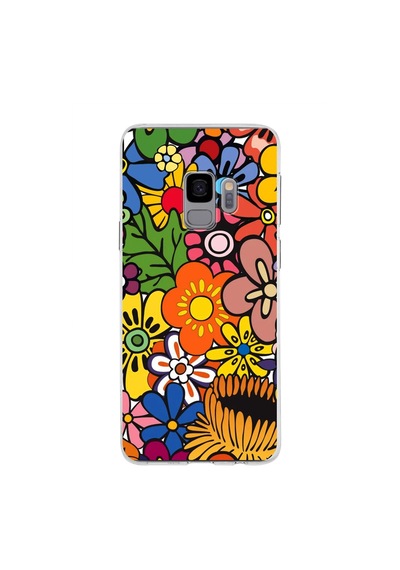 Samsung Galaxy S9 İle Uyumlu 1mm Slim Fit Retro Colors 2 Baskılı Şeffaf Kılıf Şeffaf