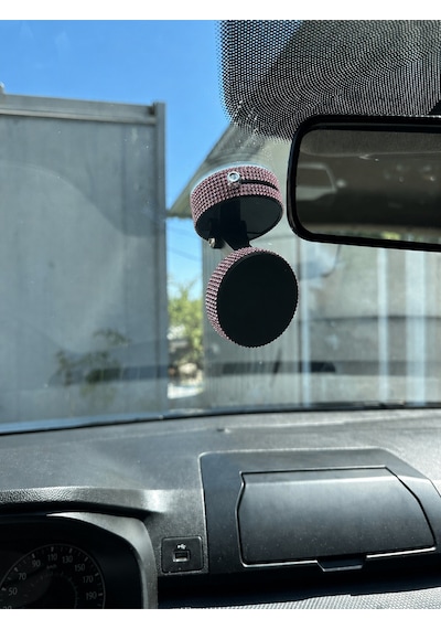 Kadınlara Özel Kristal Taşlı Toz Pembe Araç Telefon Tutacağı Oto Telefon Tutucu