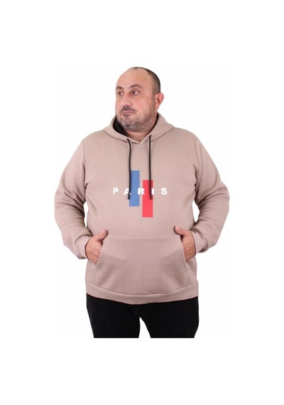 Starbattal Erkek Büyük Beden Kapuşonlu Sweat Paris 23209 Toprak-Toprak
