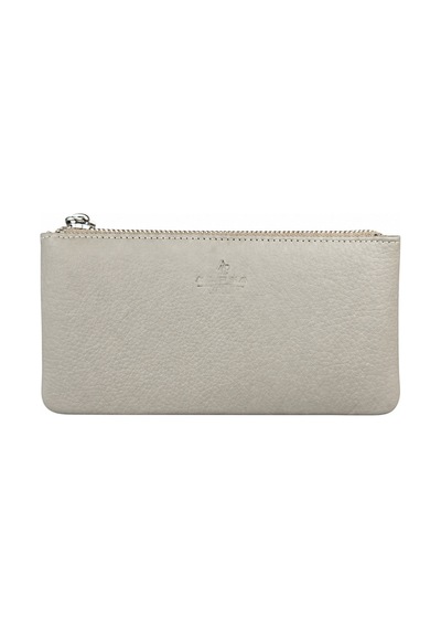 Alphaclub Bag Hakiki Deri Çok Bölmeli Fermuarlı Bilek Askılı Unisex Cüzdan Gri