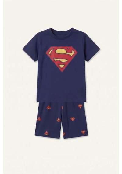Defacto Superman Lisanslı 2li Lacivert Şortlu Pijama Takımı Erkek Bebek H8148a526hsnv42 Lacivert-nv42