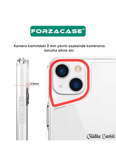 Forzacase Apple Uyumlu iPhone 17 Pro Max İle  Gladia Serisi Kamera Köşe Korumalı Sert Plastik Şeffaf Kılıf Şeffaf