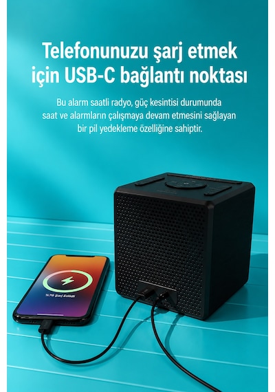 Philips Tar4500/10 Fm Saatli Radyo Çift Alarm Büyük Led Ekran Usb-c Telefon Şarjlı Dijital Çalar Saat
