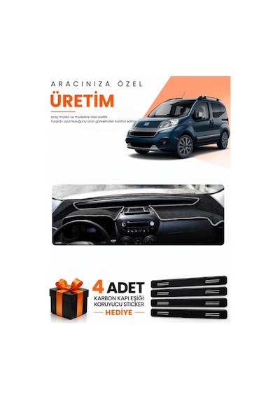 Fiat Fiorino 2007-2026 Uyumlu Torpido Koruma Örtüsü Oto Kılıfı - Siyah Gri