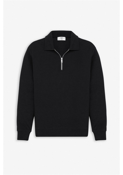 Süvari Siyah Regular Düz Yarım Balıkçı Yaka Sweatshirt Sw2013700003-s09 Siyah