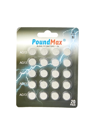 20 X Poundmax Lr44 Ag13 1,5 V Poundmax Alkalin Düğme Pil, Cıvasız, Sızdırmaz, Uzun Süreli Dayanıklılık, Oyuncaklar, Ölçüm Cihazları Ve Hesap Makineleri İçin A76, G13, L1154, Sr44, G13a İle Uyumlu