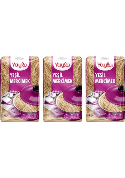 Yayla Yeşil Mercimek 1 Kg 3 Lü