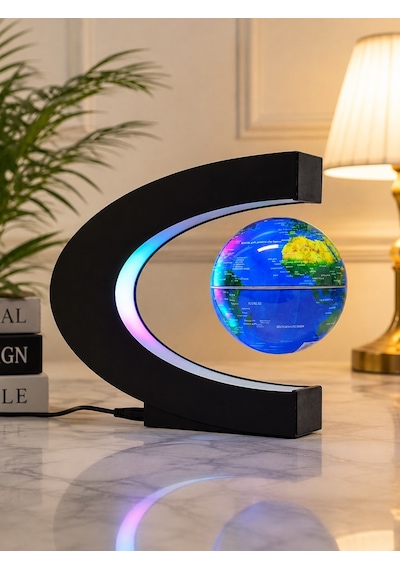 Manyetik Dönen Dünya Küre Sihirli Havada Duran Led Işıklı Dekoratif Globe Masaüstü Küre