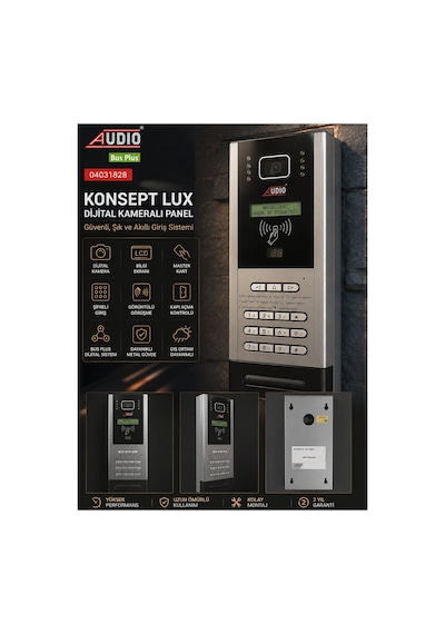 Audıo 04031828 Busplus Konsept Lux Dijital Kameralı Dış Panel Master Kartlı Şifreli Lcd Ekran Bus Plus Görüntülü Diafon Paneli