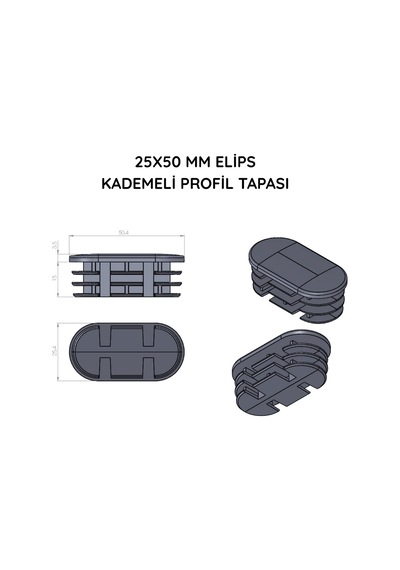 Cateksss 25x50 Mm Elips Kademeli Profil Tapası Beyaz - 8 Li Paket