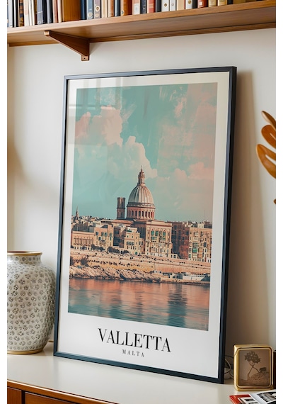 Valletta Malta Vintage Seyahat Posteri Çerçeveli Tablo - Premium Akdeniz Silüeti Elit Duvar Dekoru Siyah Valletta Malta Vintage Seyahat Posteri Çerçeveli Tablo - Premium Akdeniz Silüeti Elit Duvar Dekoru Siyah