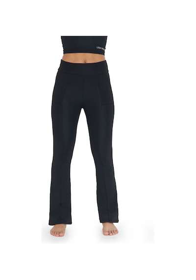 Lesa Wear Kadın Siyah Yüksek Bel Toparlayıcı Çift Cepli İspanyol Paça Tayt Bootcut Siyah