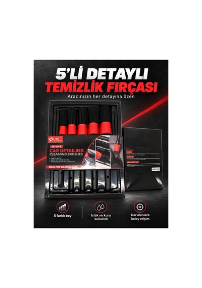 5 Li Detaylı Temizlik Fırçası Seti Araç İçi Ve Dışı Oto Bakım