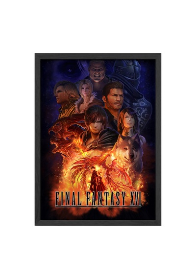 Final Fantasy Siyah Ahşap Çerçeveli Poster, Dekoratif Oyun Duvar Tablosu