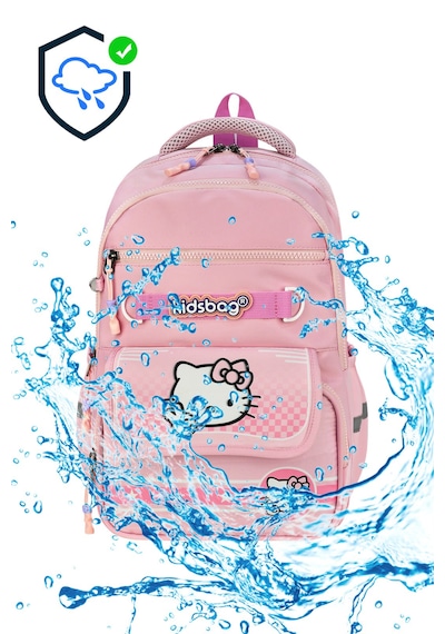 Hello Kitty Baskılı Ortopedik Su Geçirmez Ultra Lüx Okul Çantası Termal Beslenme Ve Kalemlik Pembe