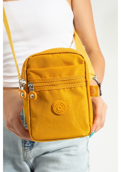 M 227 Mega Bag Krinkıl Kumaş Unisex Küçük Omuz Çantası, Telefonluk Sarı-sari