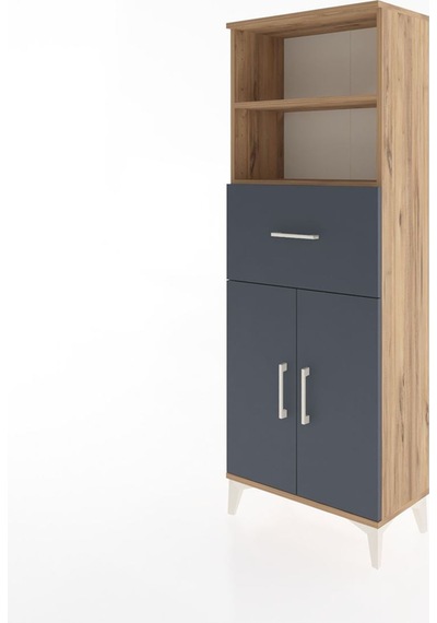 Arges Dolap 3 Raflı Tek Çekmeceli 2 Kapaklı 60x30x163 Çam-ant... Çam