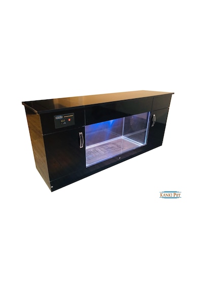 Kanki Pet KP160TVHGL01 Led Dizayn Akvaryum Tv Ünitesi Siyah
