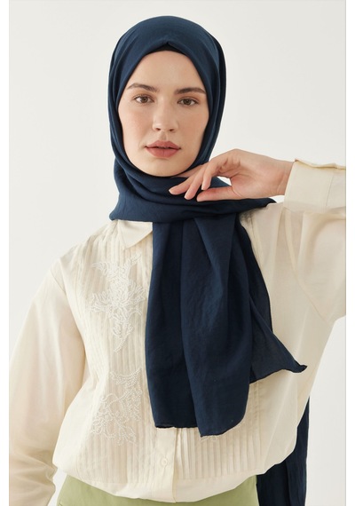 Mirsoy Scarf Düz Pamuk Şal - Lacivert Lacivert