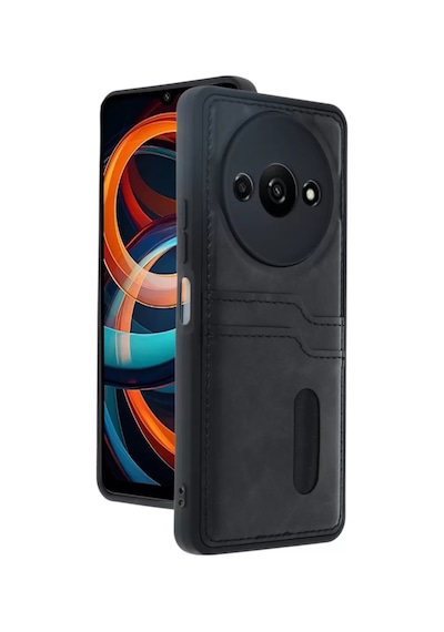Newface Xiaomi Redmi A3 4g Kılıf Sara Kartvizitli Deri Kılıf - Siyah