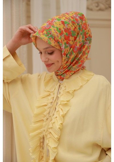 Silk Home Soft Eşarp 73081-36 Taş, Yeşil, Sarı, Turuncu, Pembe