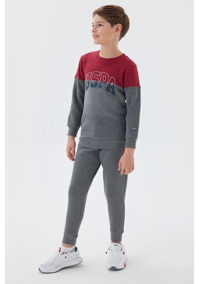 U.S. Polo Assn. U.s. Polo Assn Erkek Çocuk Bordo Eşofman Takımı Us1139-c-v1 Bordo