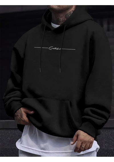 Uyguntarz İmza Baskılı Oversize Sweatshirt siyah