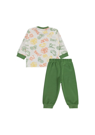 Civil Baby Araba Baskılı 6-18 Ay Pijama Takımı - Yeşil Açık Yeşil