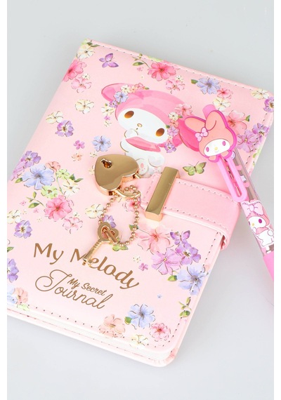 X Dekomus Lisanslı My Melody Dreamy Secret Garden A6 Kilitli Hatıra Defteri & 3d Uçlu Kalem Seti Altın