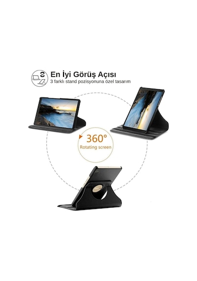 Samsung Galaxy Tab A8 10.5 Sm-x200 Sm-x205 Uyumlu Kılıf Dönebilen Standlı Deri Ekran Koruyucu Kalem Arka Kapak