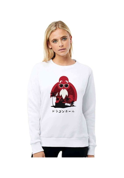 Anime Dragon Ball Baskılı Beyaz Kadın Sweatshirt (528333009)